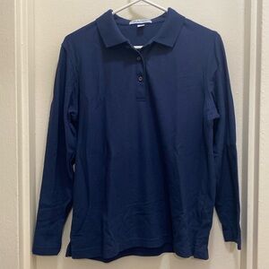 Port Authority Navy Blue Long Sleeve Uniform Polo Shirt in Womens Size Medium